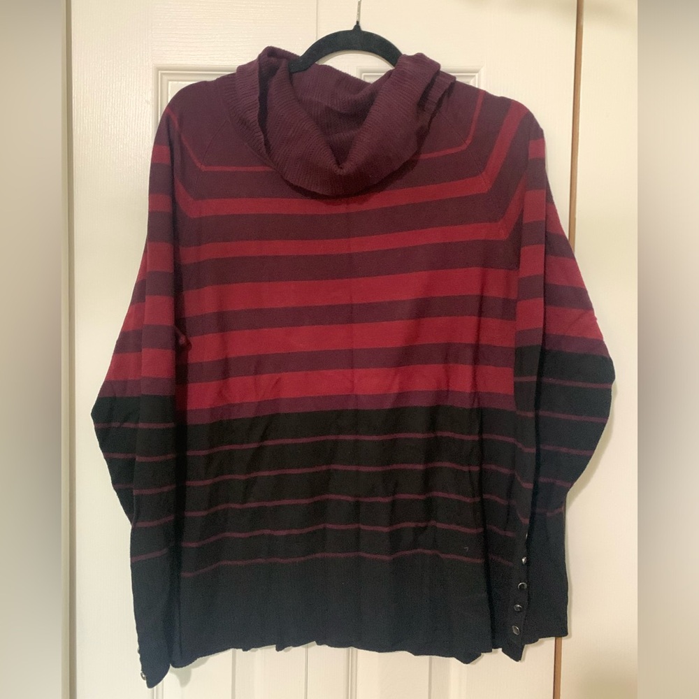 Striped Maroon and Black Turtleneck